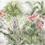 Aquarell Tropenblätter und Blumen Fototapete