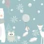 Cartoon Bear and Animal Friends with Snowflake Wallpaper Mural