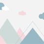Blue Pink Mountains and Clouds Wallpaper Mural