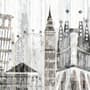 Watercolor City Famous Place Wallpaper Mural