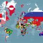 Papier peint drapeaux pays carte monde