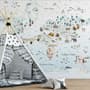 Kids Map with Little Animals Wallpaper Mural