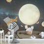 Papier peint Ours de dessin animé et lapin mignon avec la lune