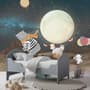 Papier peint Ours de dessin animé et lapin mignon avec la lune