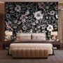 Dark Floral with White Daisy Wallpaper Mural