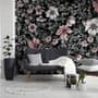 Dark Floral with White Daisy Wallpaper Mural