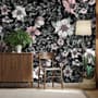 Dark Floral with White Daisy Wallpaper Mural