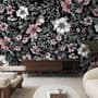 Dark Floral with White Daisy Wallpaper Mural