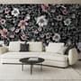 Dark Floral with White Daisy Wallpaper Mural