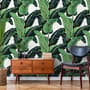 Green Banana Leaf Pattern Wallpaper Mural