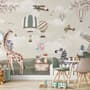 Kids Woodland Animals with Vintage Aircraft and Windmill Wallpaper Mural
