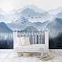 Monochrome Mountainscape with Misty Forest Wallpaper Mural