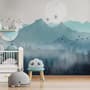 Misty Mountain Landscape with Moon Wallpaper Mural