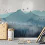 Misty Mountain Landscape with Moon Wallpaper Mural