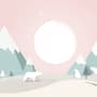 Kids Mountainscape with Cute Bears and Pink Skyscape Wallpaper Mural