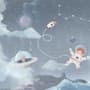Soft Shining Planets and Astronaut for Boys Space Wallpaper Mural