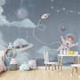 Soft Shining Planets and Astronaut for Boys Space Wallpaper Mural