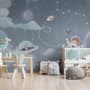 Soft Shining Planets and Astronaut for Boys Space Wallpaper Mural