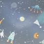 Kids Cartoon Space with Colorful Planets and Little Stars Wallpaper Mural