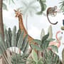 Kids Nursery Pink Flamingo and Cute Giraffe Safari Animals Wallpaper Mural