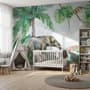 Kids Tropical Forest with Cute Safari Animals Wallpaper Mural