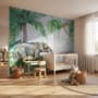 Kids Tropical Forest with Cute Safari Animals Wallpaper Mural