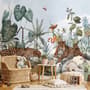 Kids Watercolor Forest with Leopard Wild Animals Wallpaper Mural