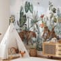 Kids Watercolor Forest with Leopard Wild Animals Wallpaper Mural