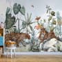Kids Watercolor Forest with Leopard Wild Animals Wallpaper Mural