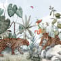 Kids Watercolor Forest with Leopard Wild Animals Wallpaper Mural