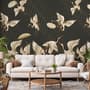 Gold Style Vintage Asian Crane Birds Wallpaper Mural