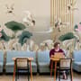 Chinesische Kranichvögel mit Lotusblüten Fototapete