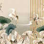 Chinesische Kranichvögel mit Lotusblüten Fototapete