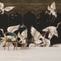 Asian Crane Birds and Ornaments Wallpaper Mural