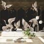 Asian Crane Birds and Ornaments Wallpaper Mural