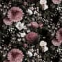 Dunkle Blumen Fototapete mit Rosa Chrysanthemen und Grünen Blättern
