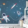 Watercolor Space with Astronaut and Meteor Wallpaper Mural