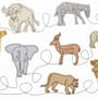 Abstract Animal Line Art Wallpaper Mural