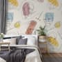 Artist Face Line Art with Colorful Abstract Brush Wallpaper Mural