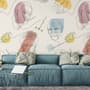 Artist Face Line Art with Colorful Abstract Brush Wallpaper Mural