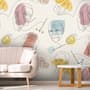 Artist Face Line Art with Colorful Abstract Brush Wallpaper Mural
