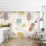 Artist Face Line Art with Colorful Abstract Brush Wallpaper Mural
