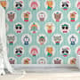 Kids Cute Winter Animals Pattern with Lines Wallpaper Mural