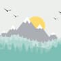 Kids Mountain Landscape with Trees Wallpaper Mural