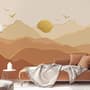 Gold Look Landscape Sunrise Sunset Wallpaper Mural