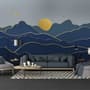 Gold Look Landscape Sunrise Sunset Wallpaper Mural