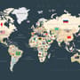 Papier peint carte monde politique drapeaux pays
