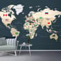 Papier peint carte monde politique drapeaux pays