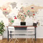 Papier peint carte monde politique drapeaux pays