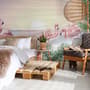 Tropical Landscape with Flamingos Wallpaper Mural